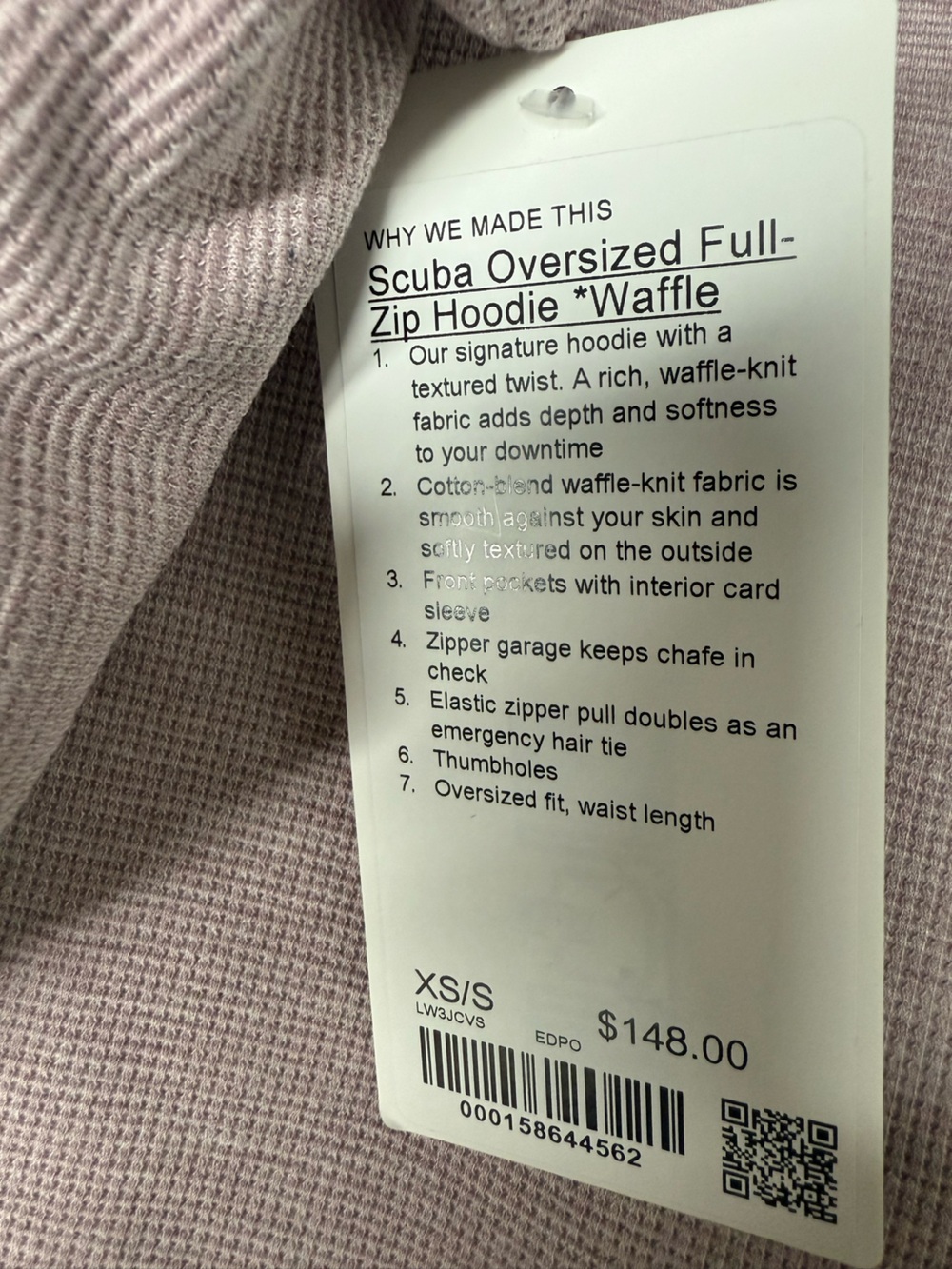 LuluLemon Scuba Oversized Full-Zip Waffle Knit Hoodie+Pant SET in Heathered Pink - Picture 9 of 10